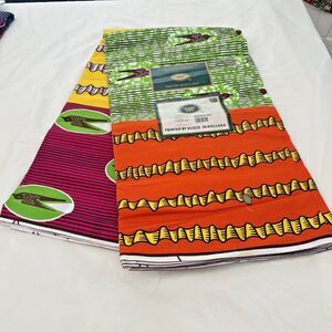 Vlisco Dutch Wax Block 100% Cotton Fabric Pink Yellow  Green Bird  6 YDS Holland